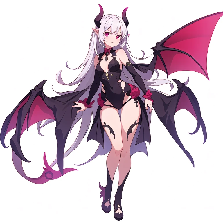 (((Best Quality))) , ((full body)), female, reference sheet, solo, (white background), demon girl,