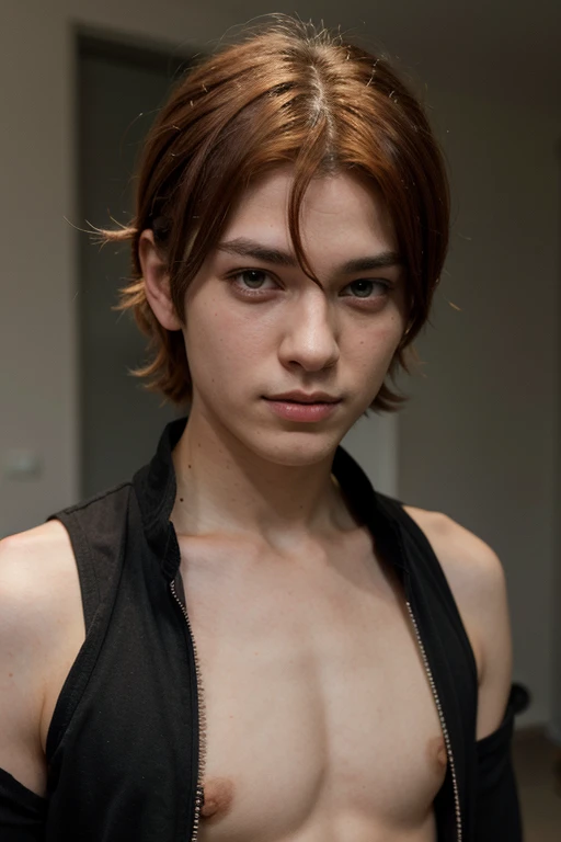 2d anime half demon prince handsome boy in orange hair