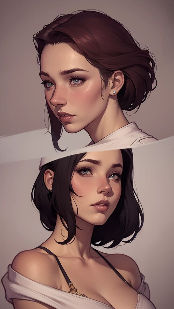 um desenho de uma mulher com e cabelo preto, Estilo de arte de Charlie Bowater, arte do personagem Charlie Bowater, drawn in the style of digite germe, estilo de charlie bowater, digite germe. alto detalhe, digite germe style, retrato de personagem em close, digite germe portrait, style digite germe, neoartcore e charlie bowater