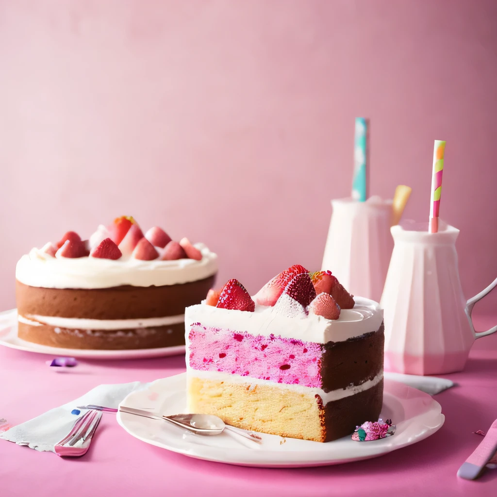 Cake photographed in studio　colorful　pink