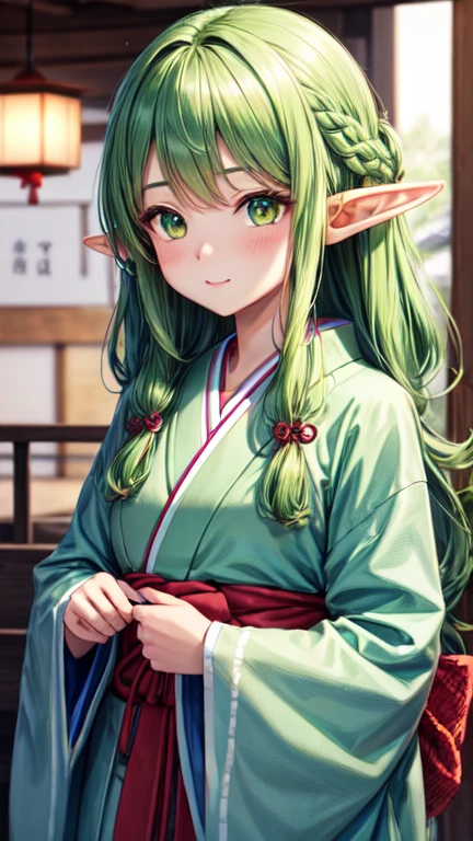 Elf Green hair Yellow-green eyes Cute Brings good luck Japanese clothing