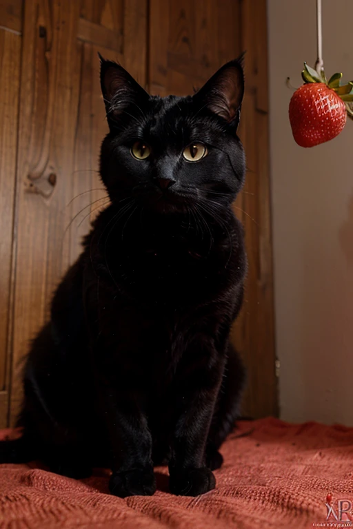 Cat in the shape of a strawberry