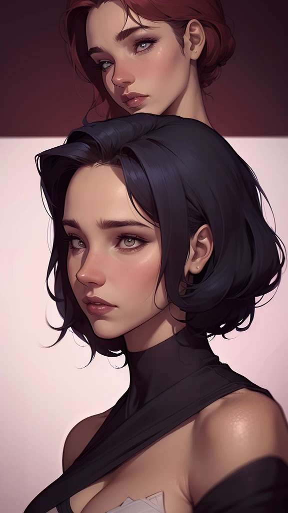 um desenho de uma mulher com uma  e cabelo preto, Estilo de arte de Charlie Bowater, arte do personagem Charlie Bowater, drawn in the style of digite germe, estilo de charlie bowater, digite germe. alto detalhe, digite germe style, retrato de personagem em close, digite germe portrait, style digite germe, neoartcore e charlie bowater