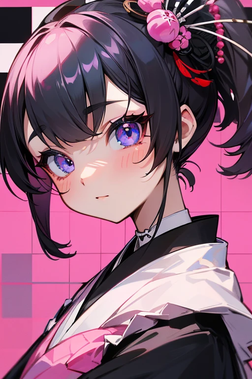 MS. cute、Taisho、Checkerboard Pattern、Beautiful Eyes、A fusion of Japanese and Western、Pink and black、