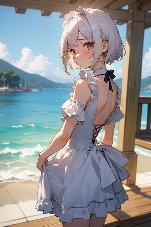 (最高masterpiece、masterpiece)、Short white hair, blush, Frills、Swimwear、superior、View your audience、sharp、Clean your eyes、