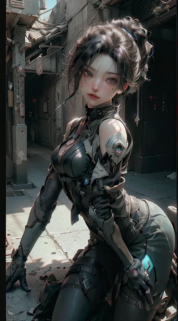 ((Best quality)), ((masterpiece)), (detailed:1.4), 3D, an image of a beautiful cyberpunk female,HDR (High Dynamic Range),Ray Tracing,NVIDIA RTX,Super-Resolution,Unreal 5,Subsurface scattering,PBR Texturing,Post-processing,Anisotropic Filtering,Depth-of-field,Maximum clarity and sharpness,Multi-layered textures,Albedo and Specular maps,Surface shading,Accurate simulation of light-material interaction,Perfect proportions,Octane Render,Two-tone lighting,Wide aperture,Low ISO,White balance,Rule of thirds,8K RAW,
