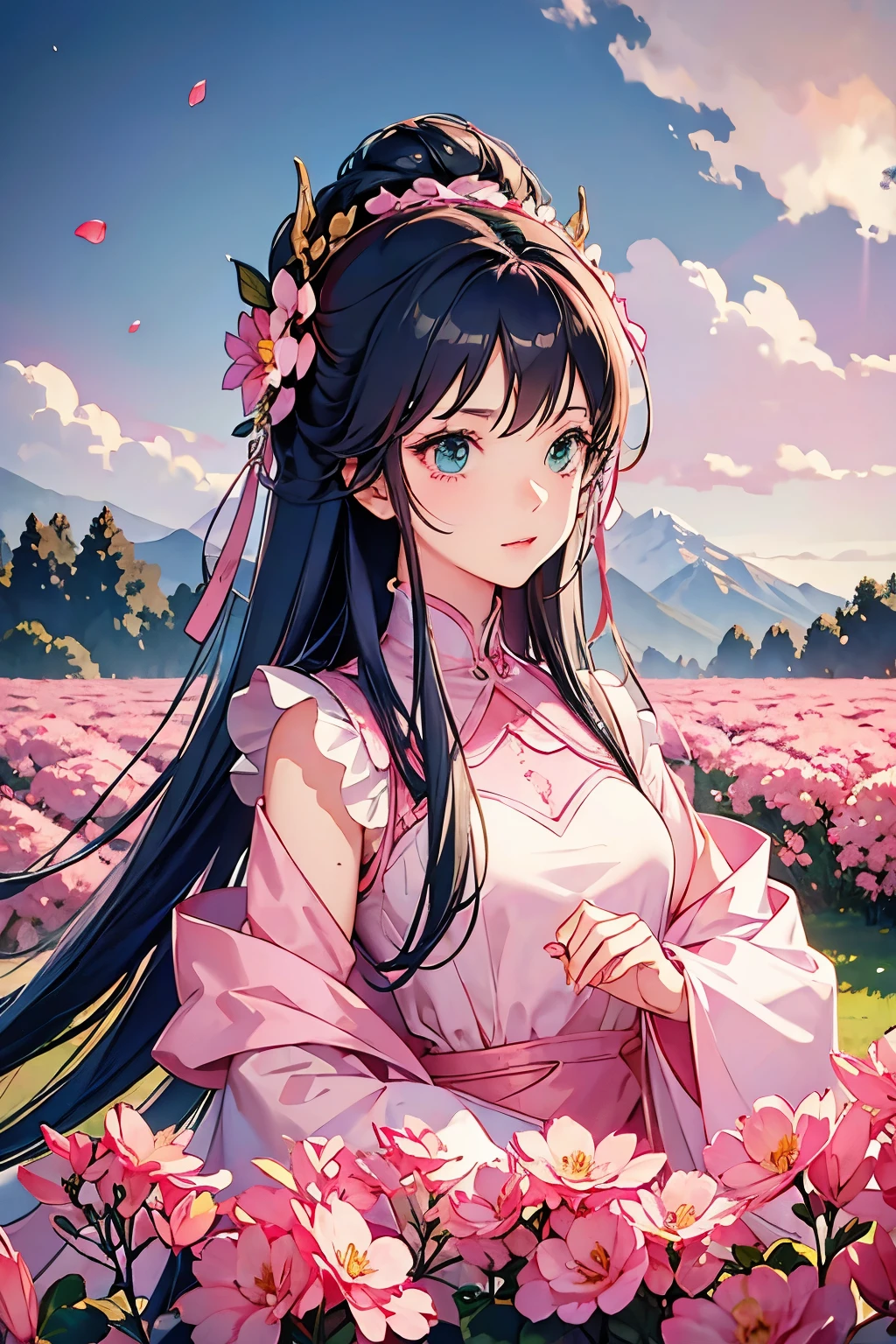 Pink flower field