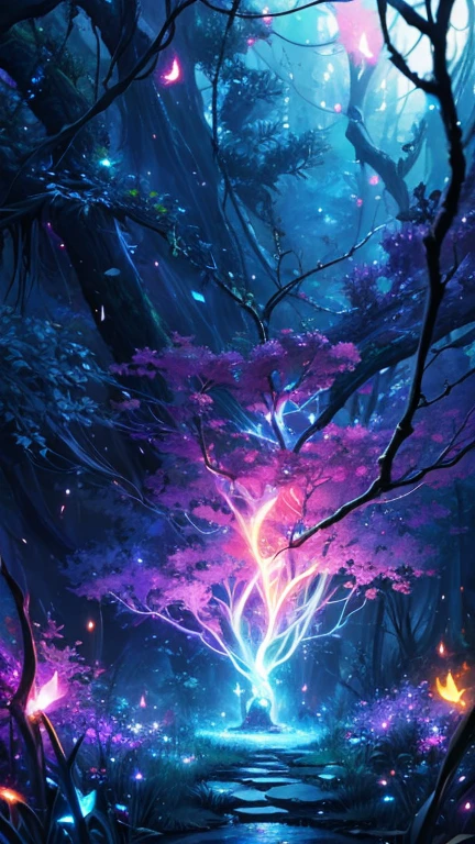 A psychedelic spirit floating among branches and fireflies, detailed digital art, dreamlike atmosphere, surrealistic style, photorealistic, 8k, hyper detailed, vibrant colors, mystical, glowing fireflies, ethereal lighting, fantasy, soft focus, depth of field, dramatic composition, atmospheric, cinematic, colorful jungle