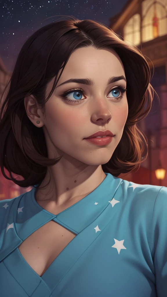 uma mulher com longos cabelos pretos e camisa azul com uma estrela no peito, linda arte digital, beautiful digital illustration, arte digital realista 4k, arte digital realista 4k, linda pintura digital, linda pintura digital, stunning digital illustration, Alena Aenami e Artgerm, belo retrato detalhado, linda pintura de personagem, pintura realista de linda garota