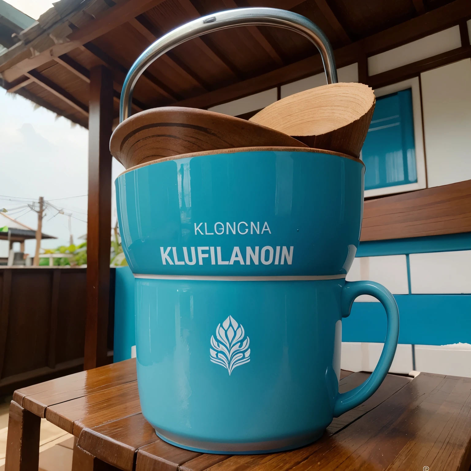Buat desain undangan kelulusan dengan nuansa warna biru dan krem dan kupu kupu simpel