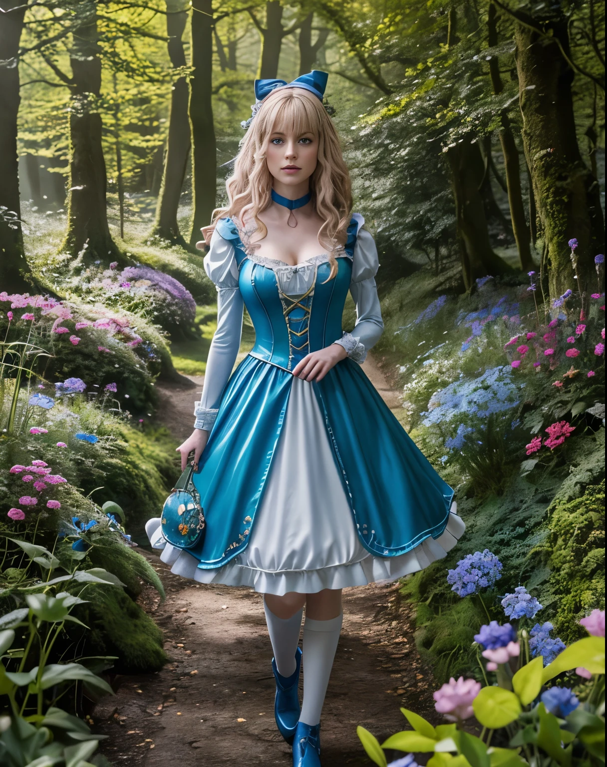 Britenay spirs 18 Jahre alt verkleidet als alice im Wunderland auf einem drogenrausch,Meisterwerk, Realistisch, best quality, photorealistic, 4k, 8k, High Resolution, ultradetailliert, 