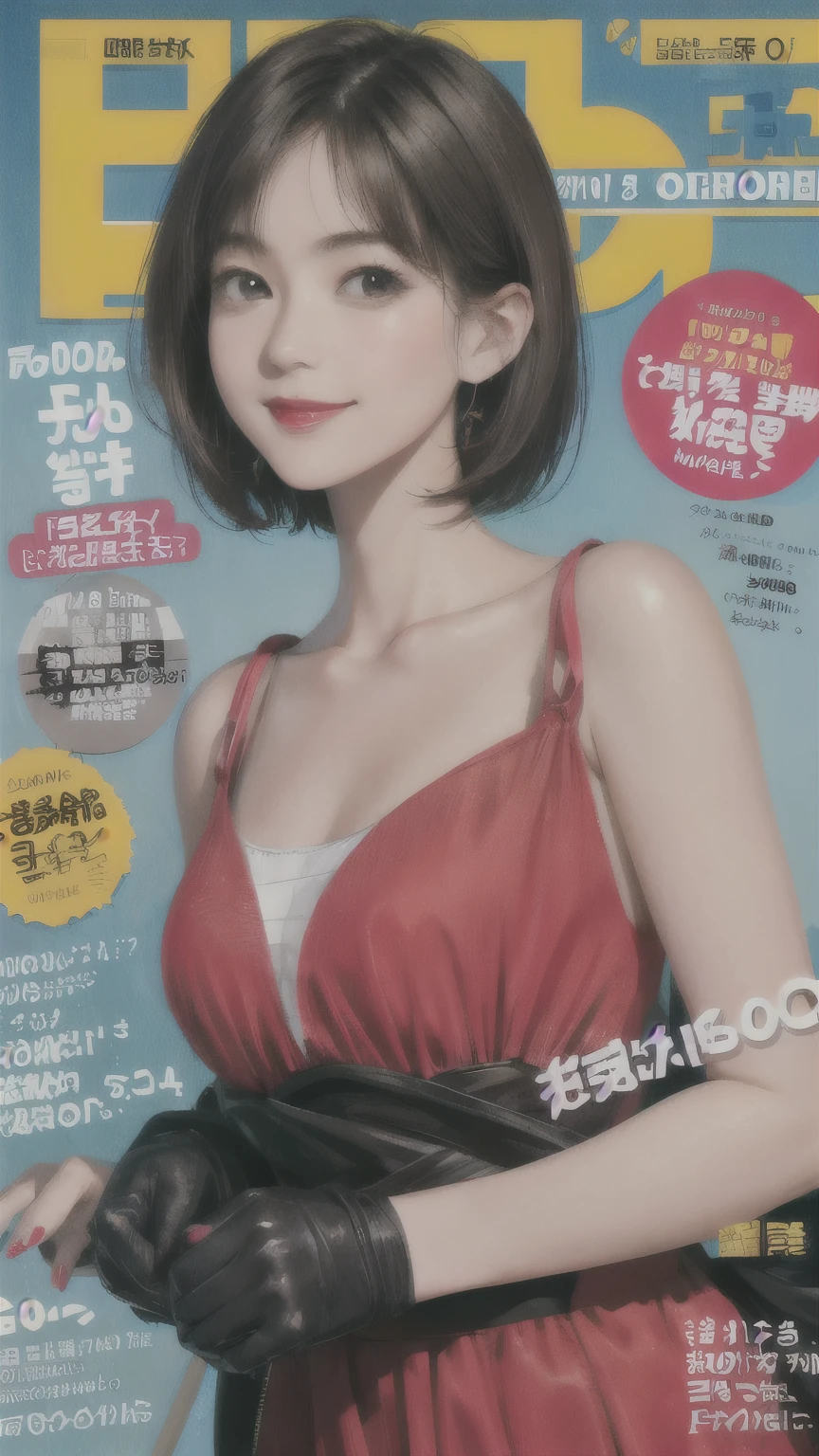 233 20-year-old female, short hair, Magazine Cover, A kind smile, lipstick