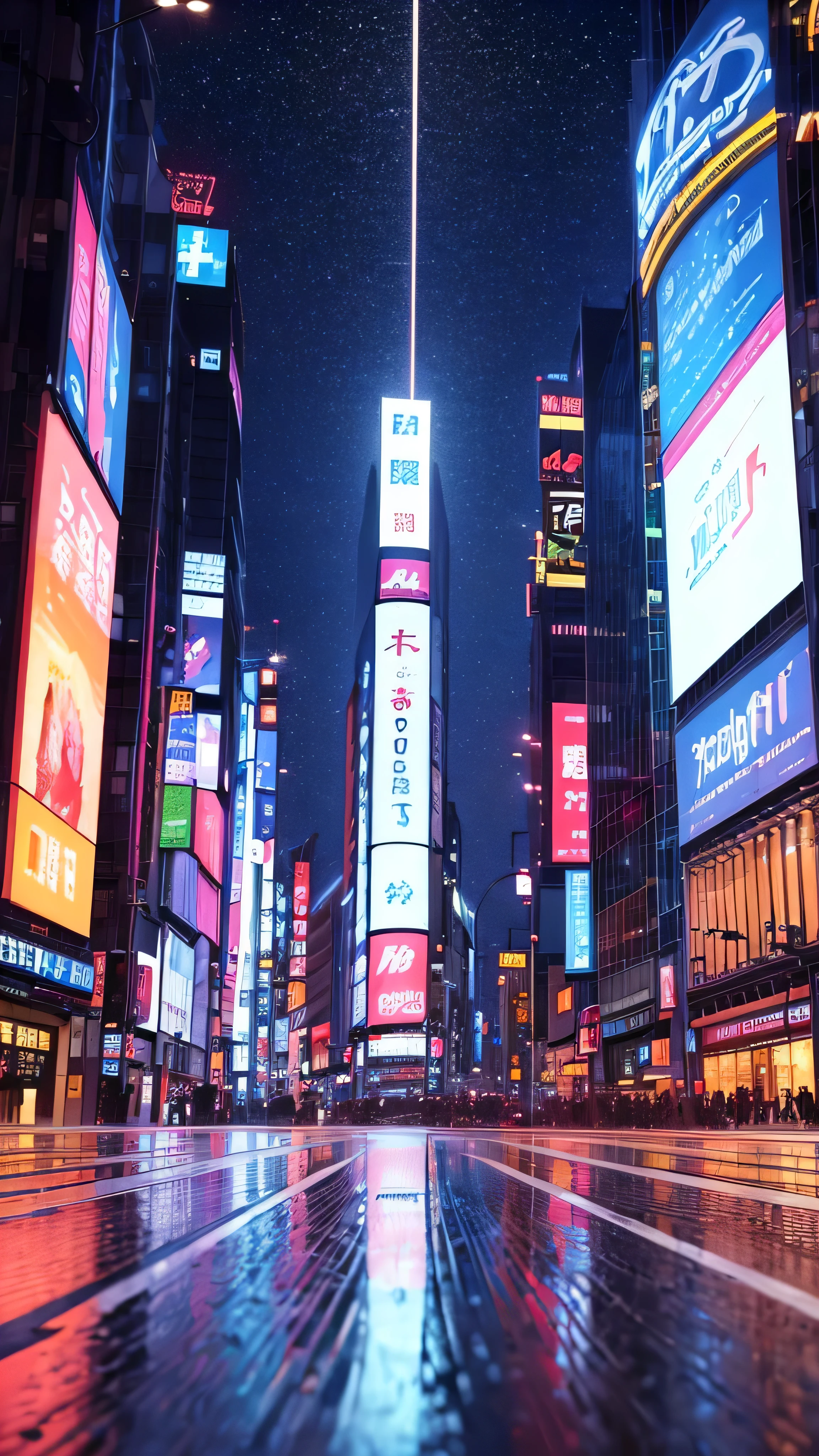 (high quality, 8k, 4K, masterpiece: 1.2, 最high quality), Shibuya crossing, neo tokyo background, inspired by Liam Wong, empty street scene, neon signs, low shot camera angle, no people