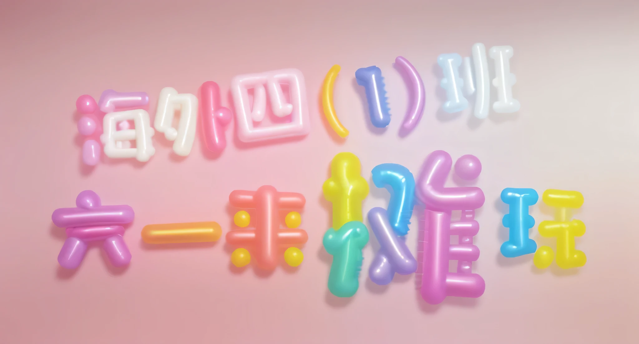 Colorful inflatable balloon words，Balloon texture，Inflatable texture，Solid color background，masterpiece
