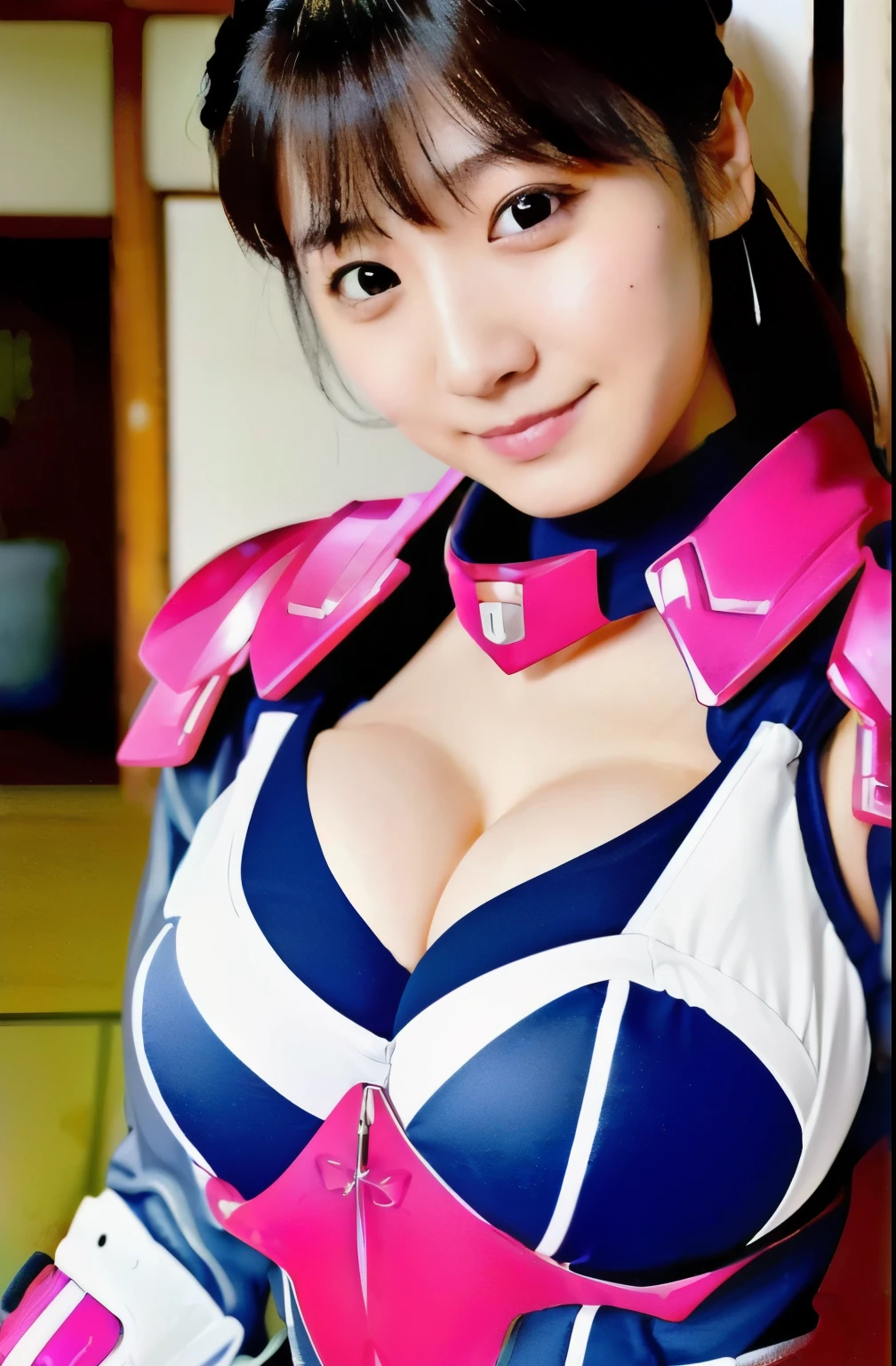 (highest quality、8k、Masseter muscle area、Delicate illustrations),masterpiece,High resolution,original,Highly detailed wallpaper,Perfect lighting,Highly detailed CG,Are standing,
Anise 2:1.5,Pink Armor:1.5,Bodysuits,live-action:1.5,smile:1.3,(A beautiful and attractive 25-year-old Japanese woman:1.2、Big Breasts:1.5)