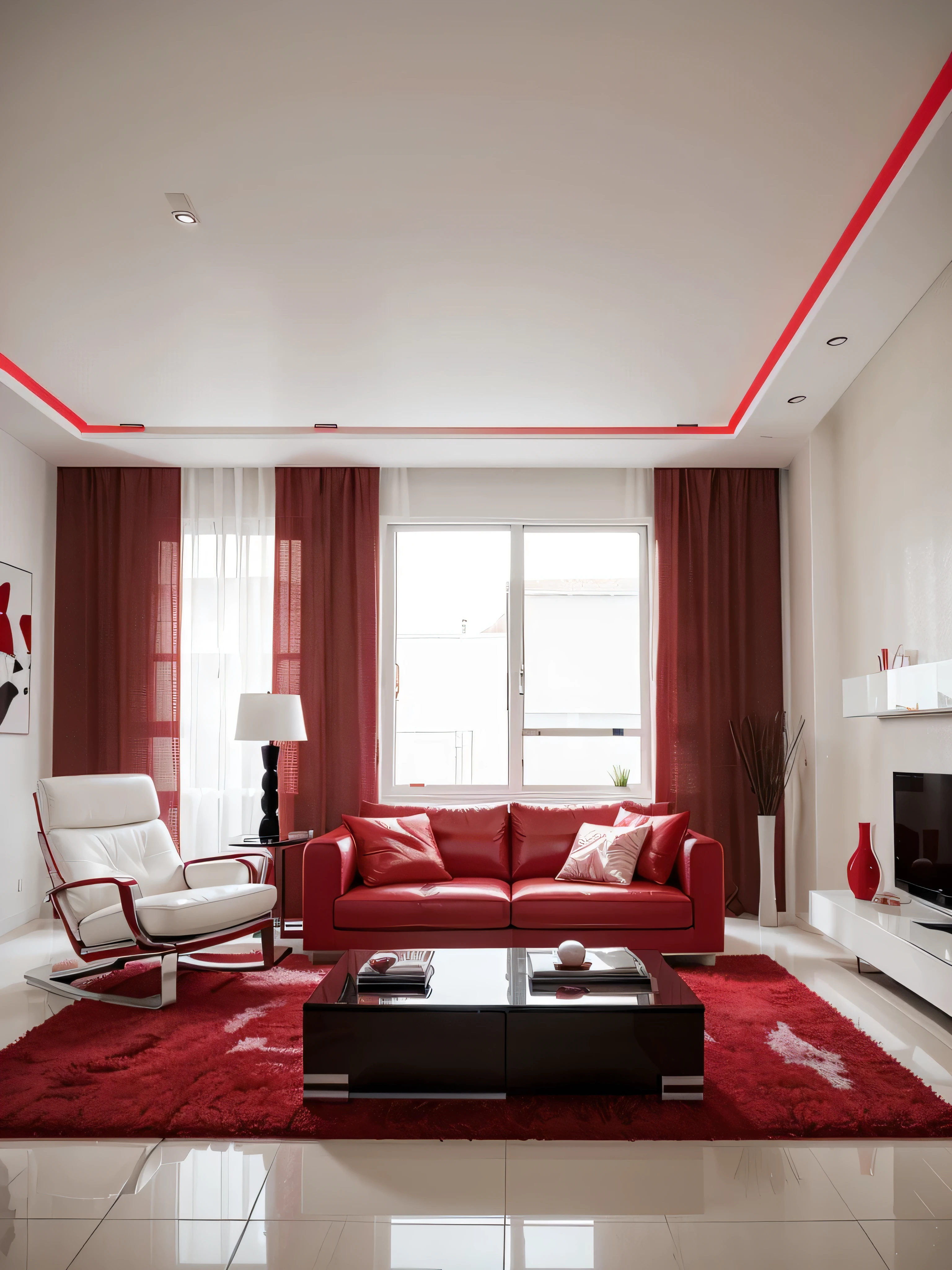 a modern living room with white furniture and red accenting on the walls and floor, living room interior design, white and red color scheme, red and white color scheme, crimson and white color scheme, interior design living room, interior decoration, pink and red color scheme, warm pink living room, living room interior, popular interior design style, interior living room, red white and black color scheme, modern living room, pink and red color style, red and white colors, modern interior design, home interior, interior design, red brown and white color scheme, luxurious environment, view side layout