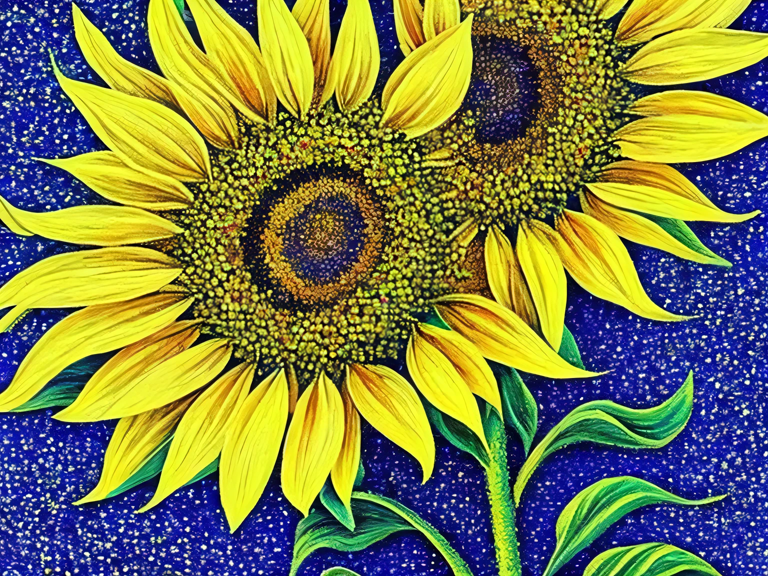 Pointillism, Impressionism, Surrealism, sunflower, flower pattern