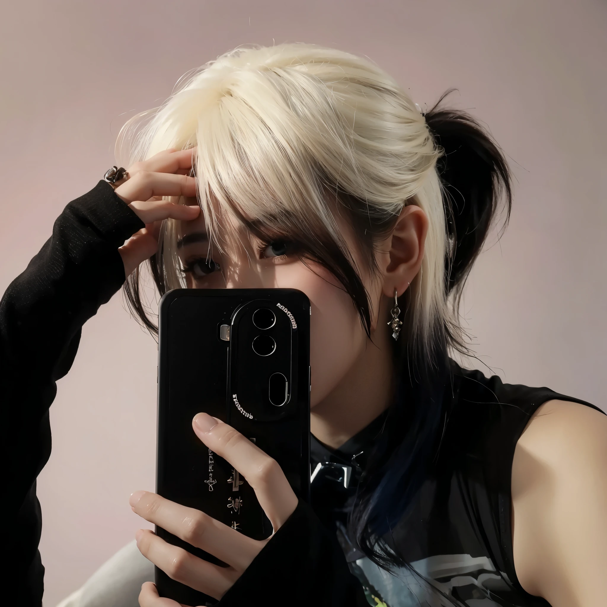 Gradient color mullet，Natural and beautiful hair，Pure color background is simple and clean