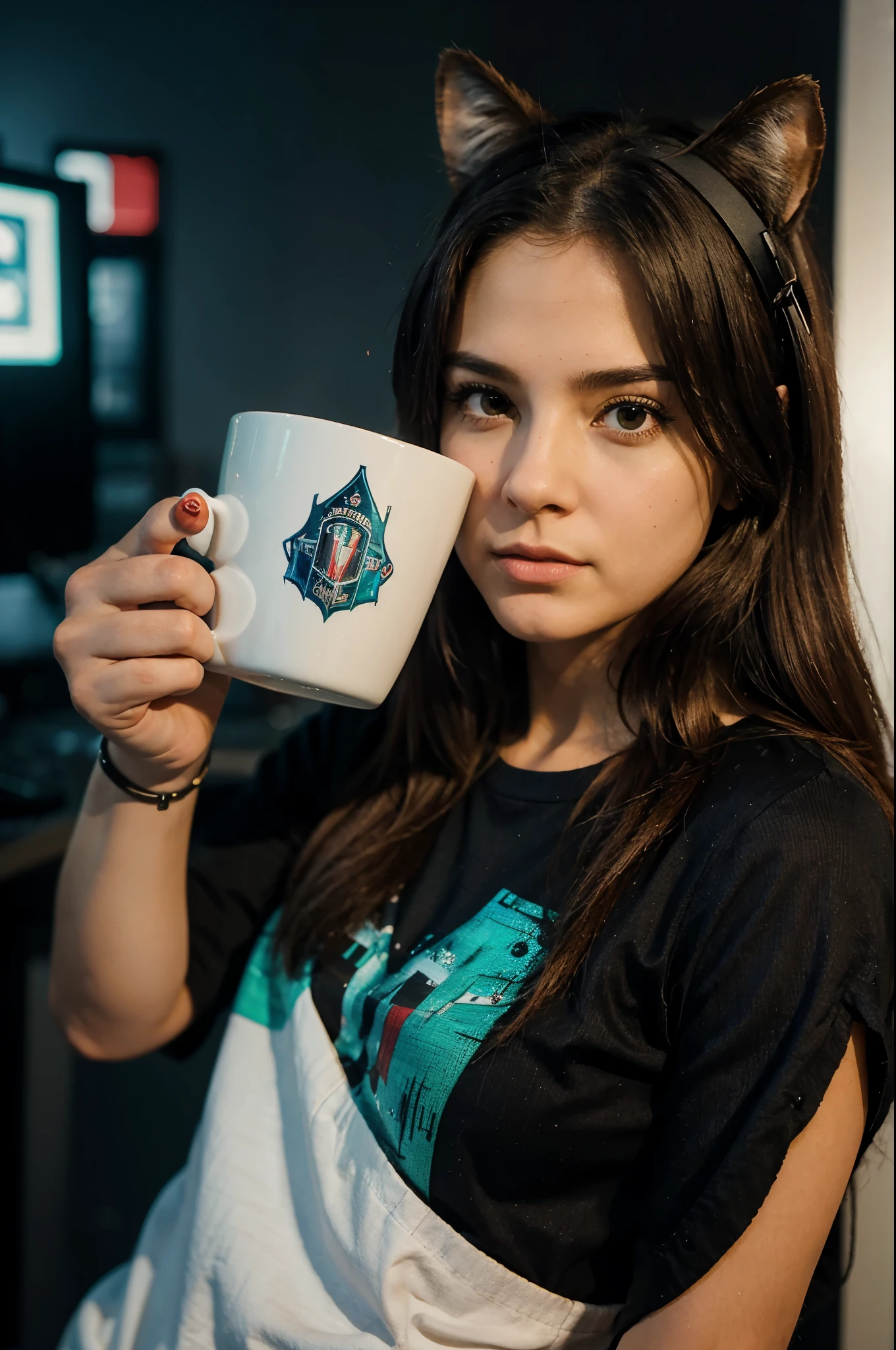 quero uma art voltada a cyber crimes, with a prominent name “TILTEDNOG”, and the main character of the art, cup head 
