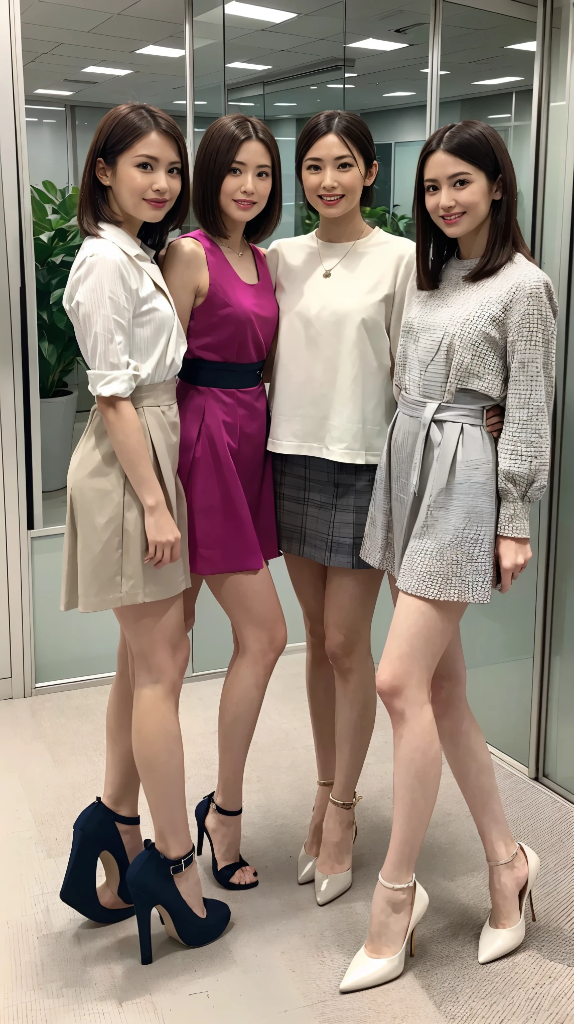 Three women in dresses and heels posing for a picture - SeaArt AI