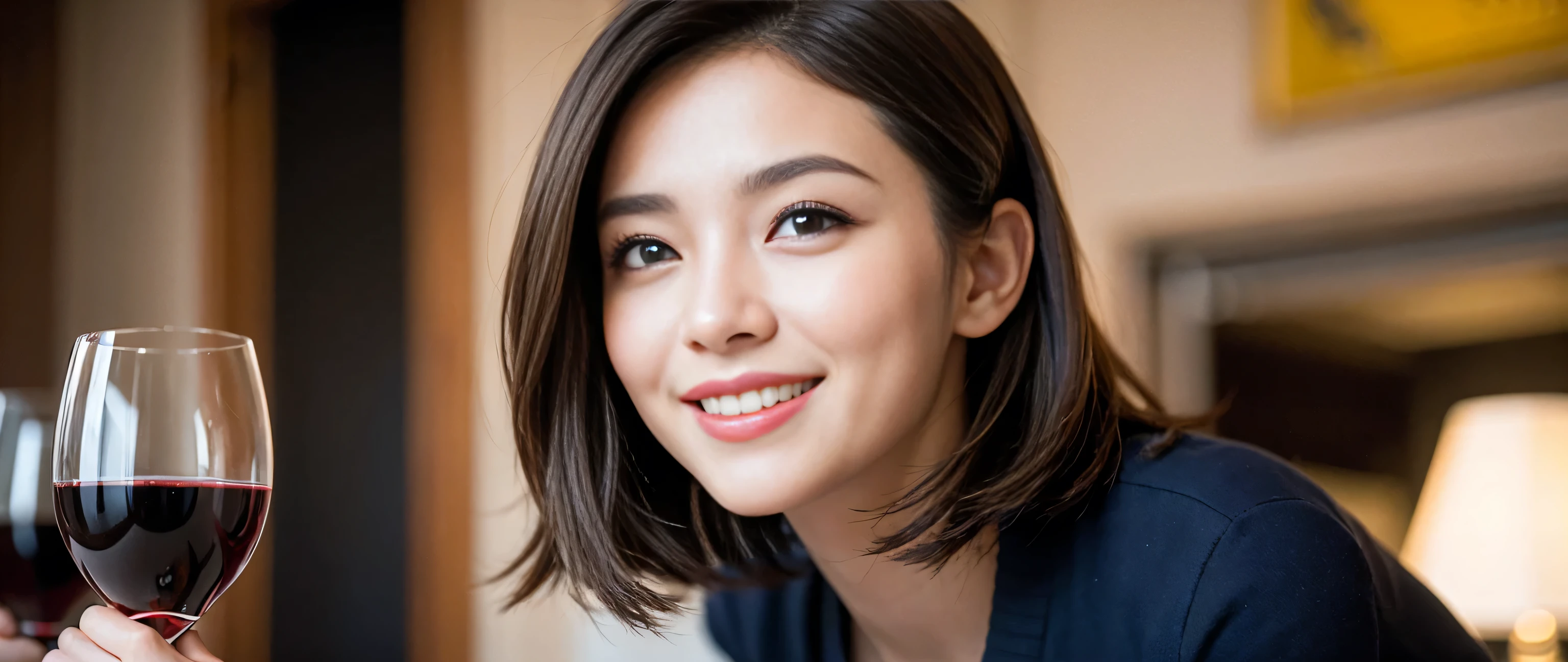 ((highest quality、8k、masterpiece:1.3))、1 male、1 female、Couple、Spouse、Couple、The body is slim、((Bob Hale、Straight hair:1.2)), (Realistic, Intricate details:1.2), Wine glass on the table、Put the light on your face、 Amazing view of the sunset sky and clouds、Amazing mountain views、A bright smile、The wonderfulness of smile、Bright image、The beauty of wine, Beautiful Face, blue eyes, The light shines on your face, Blushing, short hair,Bright Face、 (Age 37), 39 years old, red wine 、Appetizers、Italian food、Wine bottle、Champagne、sparkling wine、Two beauties、Brown Hair、Shortcuts、Long sleeve shirt、dress、Pretty Woman 1, (Slim face), (The body is slim), (Brown Hair), (Shortcuts), cheeks turn a little red,Attractive beauty、restaurant, In a prominent place (From the waist up) Nova Frog Style, actress, model, Upper Body, White wine, slim, wine glass, A wine glass placed in the center, smile, (smile: 1.15), Beautiful fine grain, Depth f/2,saturation, High Contrast, Strong light and shadow,Moist Body:1.5、3D texture、Delicate eyes、Brown Hair、The hair is very shiny、