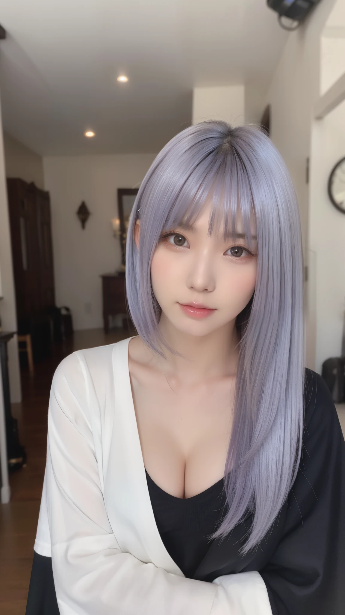 masterpiece, highest quality, One woman, Silver Hair, Purple eyes, Long Hair,