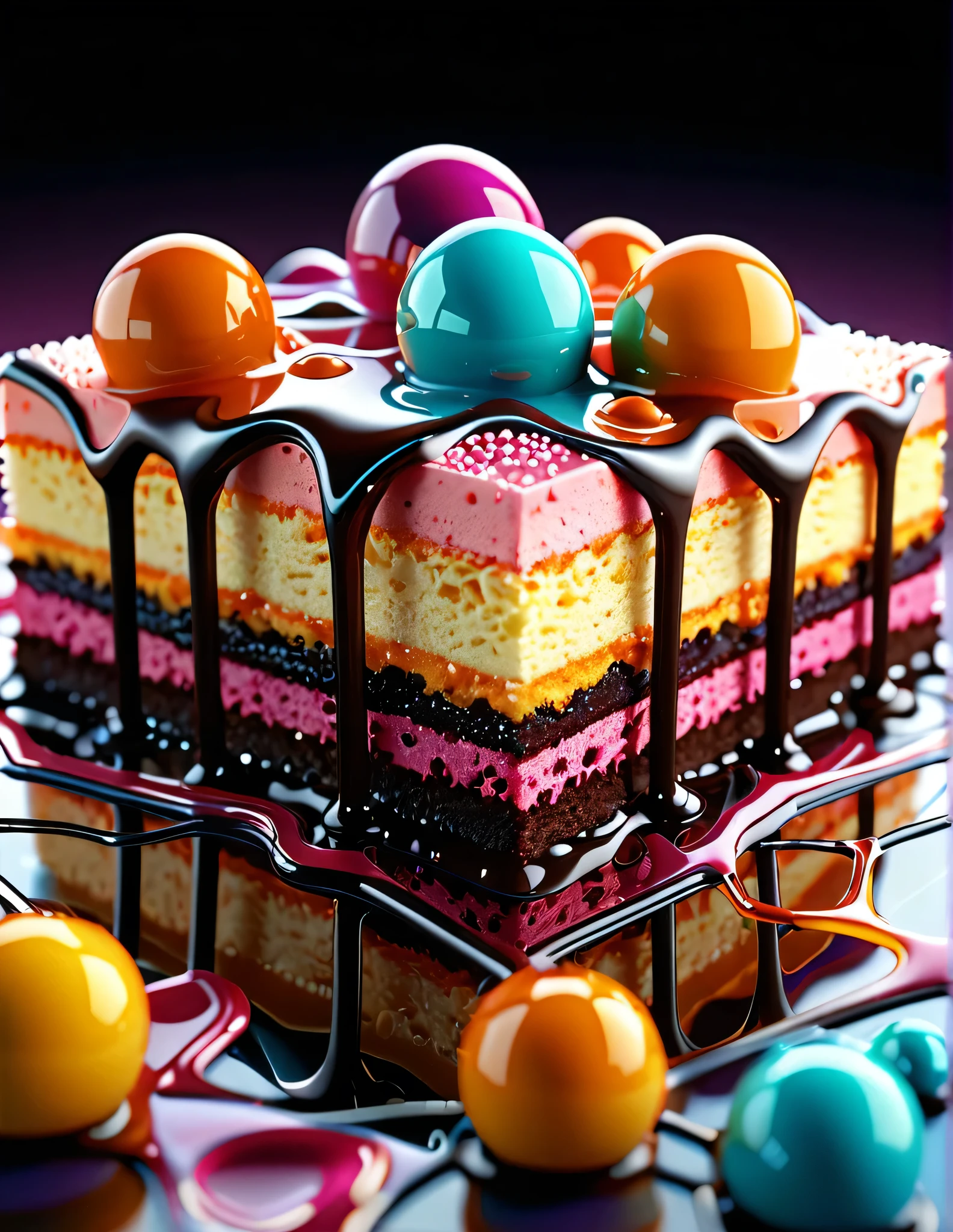 Abstract, illustratic ,48k ,colour: rgbs, high quality high resolution , high details, realistic lighting, cinematic filters,"Create an abstract illustration featuring a liquid cell wireframe of a sugar. The design should incorporate fluid, organic shapes to represent the liquid nature, combined with a geometric wireframe structure to suggest the cellular composition. Use vibrant shades of cake and subtle gradients to highlight the sugary essence, and ensure the overall piece is dynamic and visually engaging."