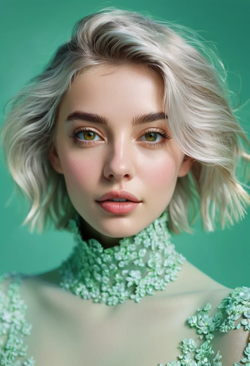 beautiful detailed girl in a utopian landscape, fish flying in the air, serene pond, lush greenery, sunny day, detailed face, beautiful eyes, small smile, elegant pose, photorealistic, 8k, highly detailed, masterpiece, digital painting