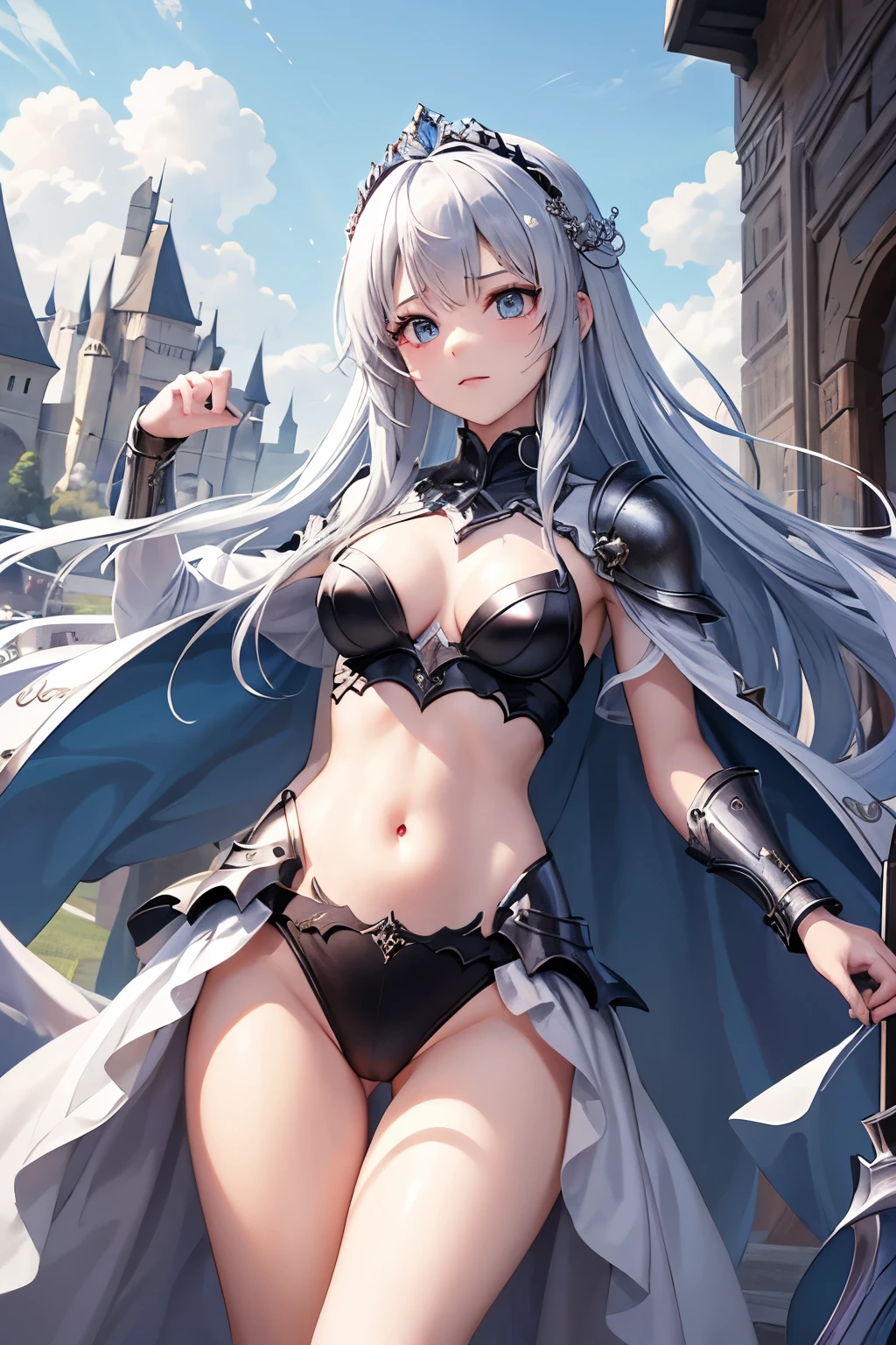 （（（highest quality、first-clasasterpiece、Normal body、8k、Detailed face、Ultra-precision、Normal hand、Normal finger、５Finger、）））Brightly colored hair、Silver-turquoise hair、Short Hair、Shortcuts、Sleeping habit head、Unshaven Head、Small breasts、Beautiful body、Brave、Brave Princess Knight、sexy night、A sad expression、A look of amusement、Moist eyes、Legendary Sword、Sword of Light、Dragon Sword、Sword and magic circle、Magic Sword、The Great Magic of Light、huge magic circle、Shiny Tiara、Silver Breastplate、knight armor、Dress Armor、metalic armor、Armor Skirt、Silver Leotard、Navel-baring leotard、Green belt、Silver Half Cloak、Evil Eye、Blue and scarlet odd eyes、Heart mark on the eyes、Demon King's Castle、Evil Cave、Swinging a Sword、Sweep with a sword、In combat、Heart mark on uterus、Heart pattern on abdomen、Heart tattoo on belly、Heart mark on navel、The Cursed Princess Knight、The Curse of Passion、Princess Knight Under a Spell、Princess Knight Trapped in a Spell、Chains in both hands、Caught in chains、Chained、Mysterious World、Pink in the Brain、Walking Obscenity、Lewd、masochist、Sexual arousal、Always in heat、defeat、training、obscene、Whole body erogenous zone、Sweaty and in heat、Heavy breathing、White Breath、My eyes are hot、Fascinating、Fallen into pleasure、Sexy Princess Knight