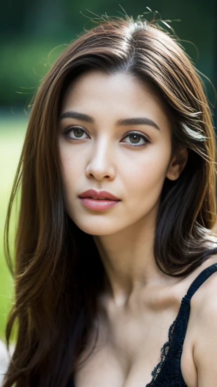 20 years old, sensual seductive pose of A confident sexy look of indian mature woman with flowing brunette long hair, (facing,90 degree to camera, looking at camera) hazel and brown big eyes, sitting on a large sofa sensually , full waist up pose , upper knees pose , (detailed skin texture), bokeh, waist up pose composition, hyperrealistic, super detailed, 8k, high quality, trending art, trending on artstation, sharp focus, damp, cleavage , detail skin texture , expose breasts ,intricate details, highly detailed,