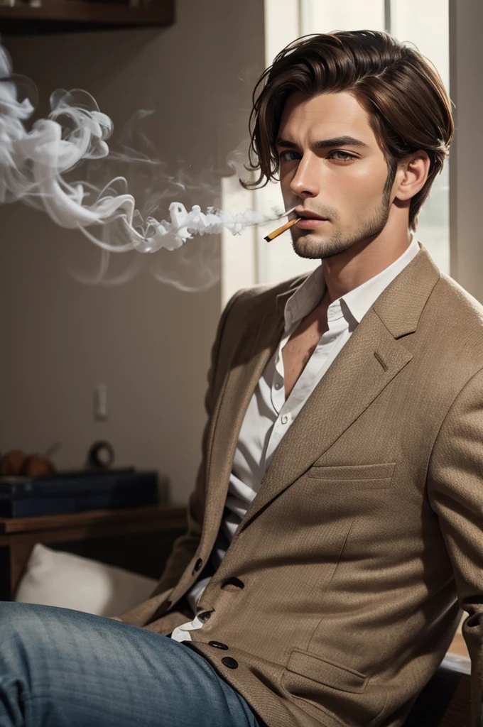 handsome,Smoking,brown hair,