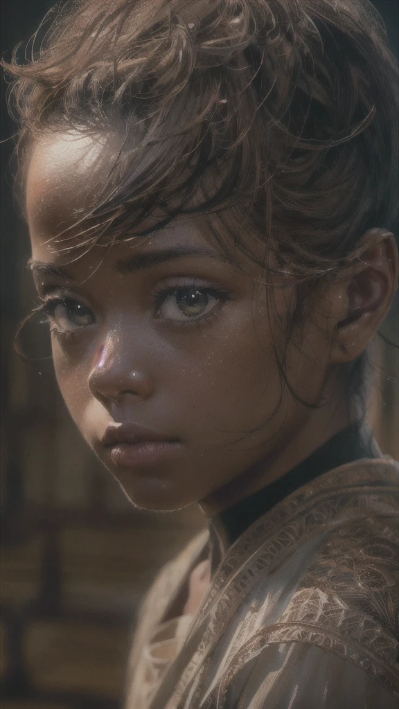 1 curious African boy, cautious, protective of family, senses danger, detailed facial features, hyperrealistic, intricate background details, dramatic lighting, cinematic composition, moody color palette, atmospheric lighting, dark hazel eyes, caramel skin, charcoal pencil sketch, (best quality,4k,8k,highres,masterpiece:1.2),ultra-detailed,(realistic,photorealistic,photo-realistic:1.37),HDR,UHD,studio lighting,ultra-fine painting,sharp focus,physically-based rendering,extreme detail description,professional,vivid colors,bokeh,portrait