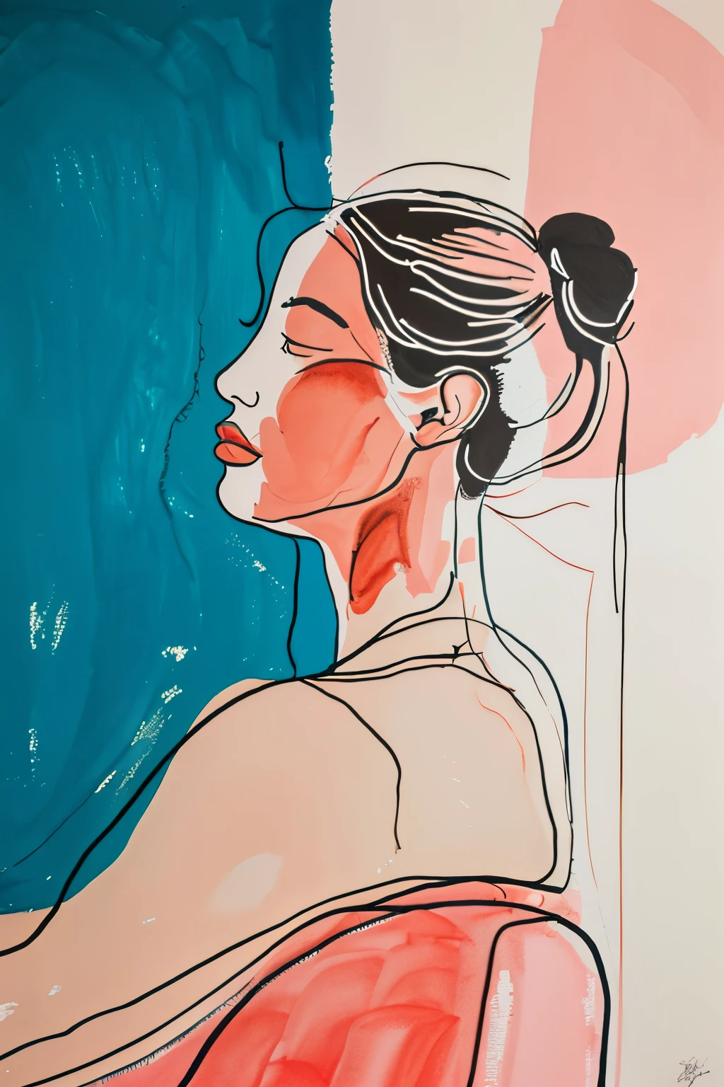 living room,armchair,solo,1girl,qipao,elgant pose,beautiful body, leaning on sofa,blue theme,line art,coated paper art poster,pastel color palette,gouache,minimalistic art,(((masterpiece))),(((best quality))),((ultra-detailed)),masterpiece,best quality,very aesthetic,thereal beauty,digital painting,emotional,high quality,unforgettable,emotional depth,4k highres,,A shot with tension, profile, floating hair,,vivid colors,vibrant colors,trending pixiv fanbox,