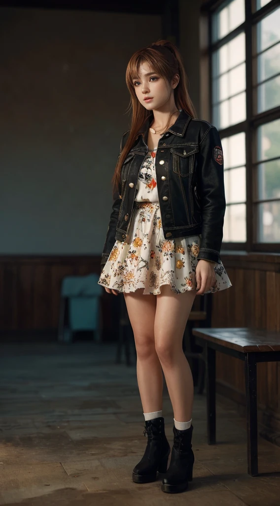 Kasumi, light brown eyes, (best quality, ultra-detailed), (realistic:1.37), beautiful and detailed face, ultra-realistic texture, delicate face, delicate body, red lipstick, bright colors. High definition, 8K. athletic body