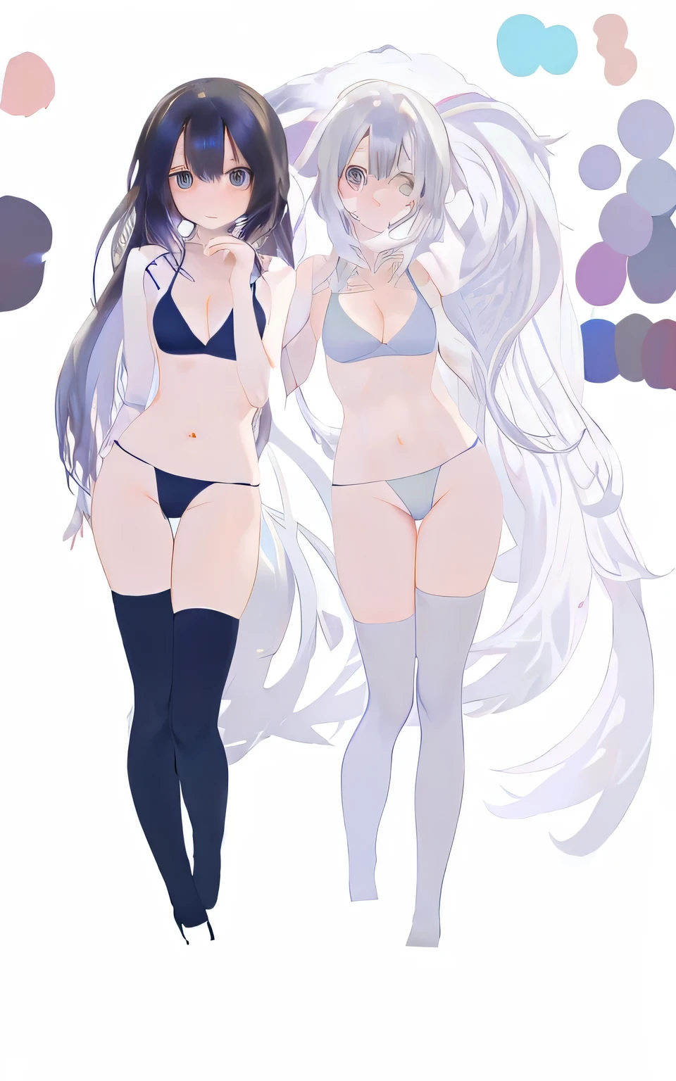 Japanese cartoons,portrait,2 Girls,,Brunette girl,White-haired girl,inner color,best quality, masterpiece