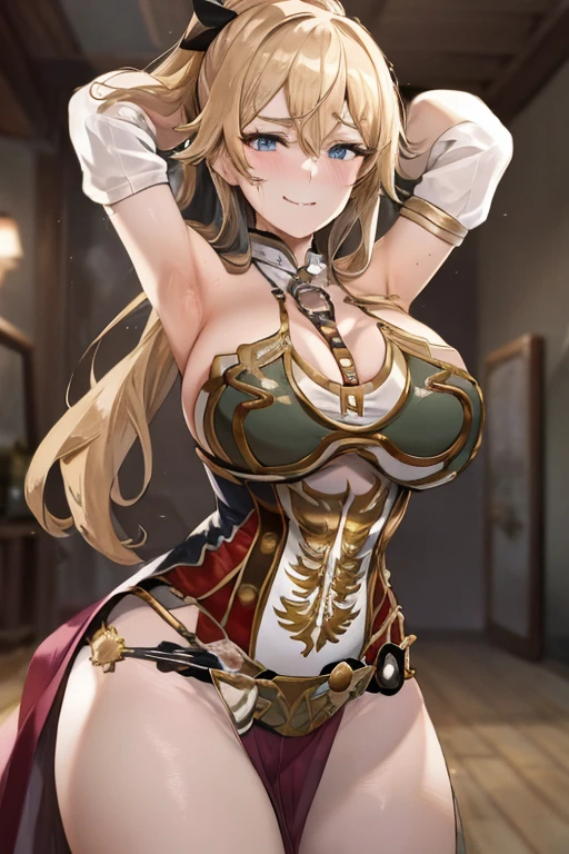 masterpiece, best quality, beautiful art, high resolution, well formed hands, body and fingers, 1 woman, solo, JeanGunnhildr , wearing a slave Leia outfit, pelvic curtain, long hair, , adult, big breasted, cleavage, hair ribbon, full body, sexy and skimpy outfit , gorgeous legs, hips and thighs , she is doing exercise, warming up, working out, sexy and captivating training, looking at the viewer, smiling joyfully and happily , sweating , bouncing breasts , training montage session, beach environment 