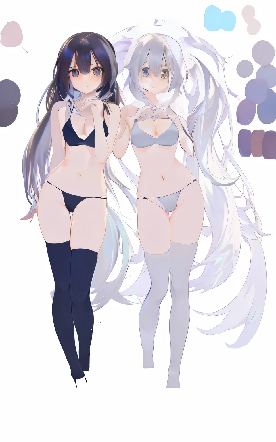 Japanese cartoons,portrait,2 Girls,,Brunette girl,White-haired girl,inner color,best quality, masterpiece   