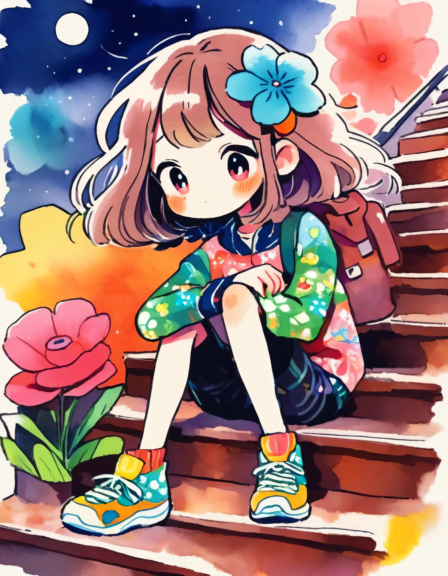 12stairs Style、(((stylish fashion))), 8K Quality、Intense watercolor, Detailed watercolor art, Watercolor splash, Surreal, avant-garde pop art, Beautiful and expressive paintings, Beautiful artwork illustration, Very colorful tones, wonderful, Cool beauty, highest quality、Official Art, Vector art, Stylish design, (((The most beautiful girl))), (((highest quality))), HDR, ((detailed)), (((Doodle Art)), ((masterpiece)), ((Super detailed)), (((Colorful flowers))),(((Stylish)))