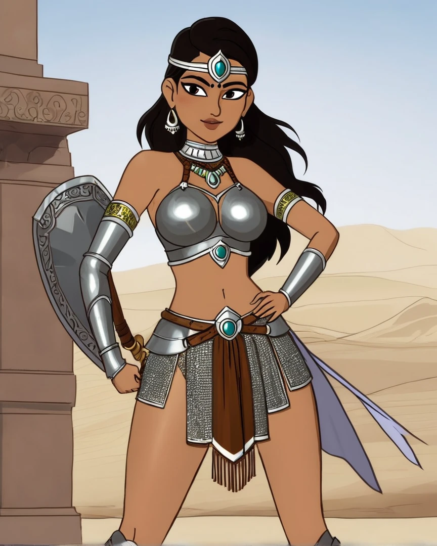 Sexy indian women in knight armor, ancient indian girl, exposed breast, sexy armor