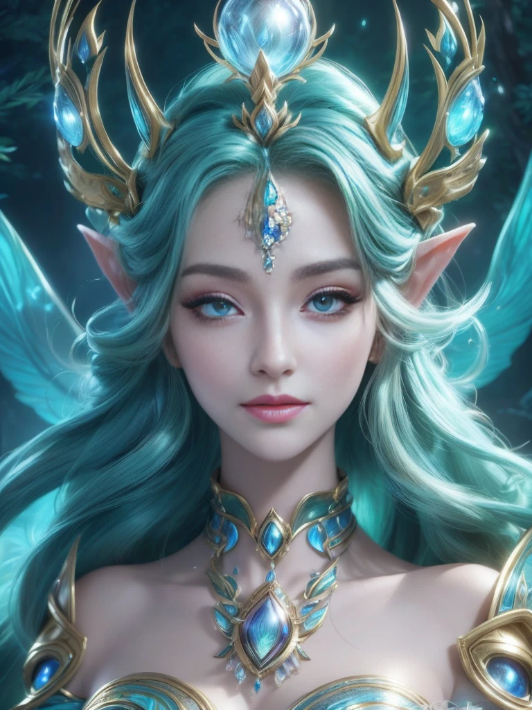 (best quality, 4k, High resolution, masterpiece:1.2), Extremely detailed, Practical, Radiant lighting, New Era Elves, portrait, Dreamy colors, art, The ethereal existence, dreamlike, Whimsical Creatures, Detailed facial features, Glowing eyes, Elf Beauty, Ethereal Light, Mysterious Creatures, Composition, Dazzling colors, Stunning visuals, otherworldly appearance, Fascinating art,