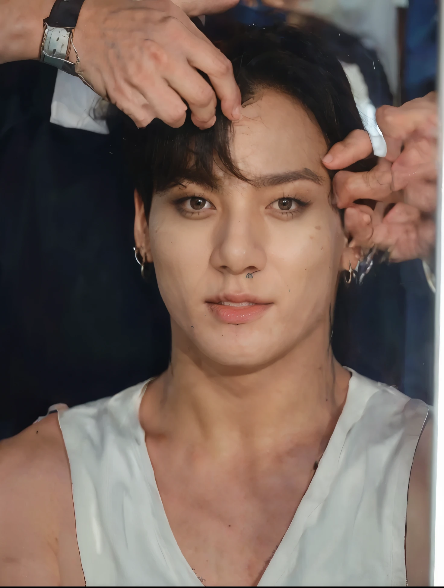 Jungkook face, cabello negro