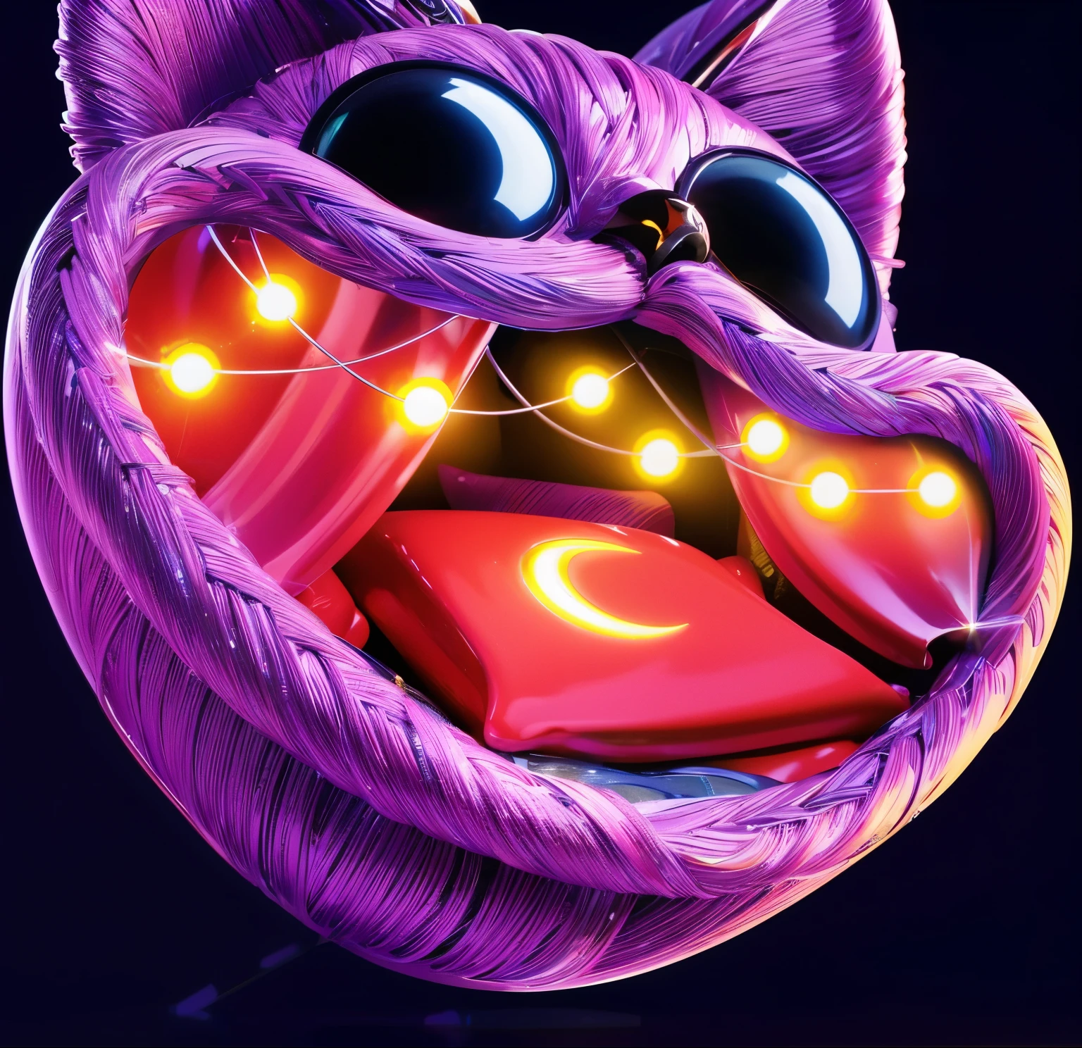 3d style, simplified design, 3d render, glossy texture, smooth 3d model, multiple light sources, rim light, sharp post effects render, (glossy plastic texture with multiple big light probe refractions), perfect cgi, smooth silhouette, high intensity refraction, (super glossy material), most beautiful vfx , blue background, plastic refractions, realistic, 4k, high resolution, rim light, photo shoot, commercial photo, profile shot, 4k, rim light, high resolution, 4k, glossy texture, smooth 3d model, multiple light sources, rim light, sharp post effects render, (glossy metallic texture with multiple big light probe refractions), perfect cgi, cgi art created only with gradients, smooth silhouette, high intensity refraction, (super glossy chrome material), most beautiful vfx, blue background, chrome metal refractions, multiple light sources, rim light, sharp post effects render, perfect cgi, digital art, detailed digital art, reflective, best quality, 4k, masterpiece:1.2, ultra-detailed, realistic, vivid colors, dark and moody lighting, The image of the highest quality, ensuring every detail is showcased perfectly. It in 4k resolution, allowing viewers to immerse themselves in the richness of the colors and intricate details. The realistic rendering. under the spotlight, reflecting, high-resolution image, realistic rendering, dark background, and rim light photorealistic The image features three characters standing in front of three houses. The characters are a red-haired mermaid, a purple cat, and an orange dog. They are each holding a yellow maraca