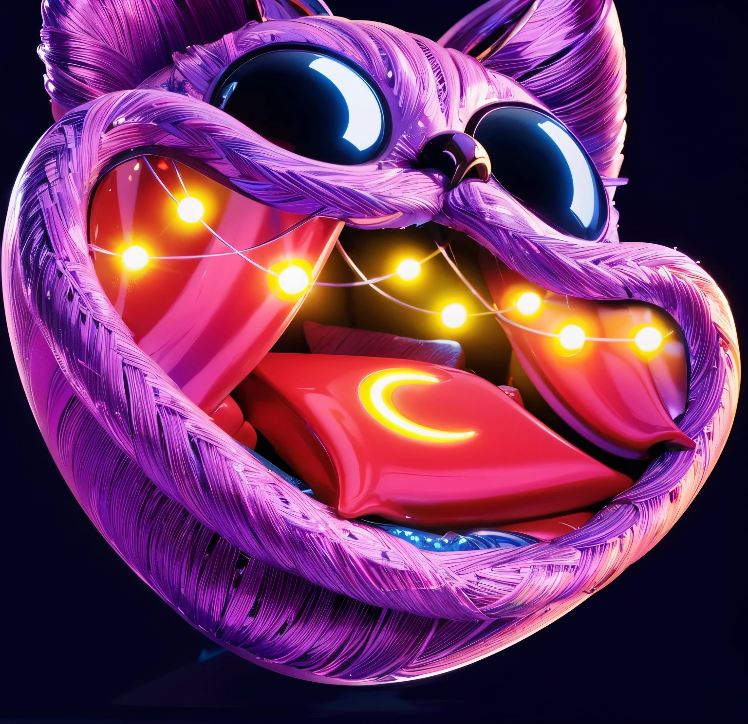 3d style, simplified design, 3d render, glossy texture, smooth 3d model, multiple light sources, rim light, sharp post effects render, (glossy plastic texture with multiple big light probe refractions), perfect cgi, smooth silhouette, high intensity refraction, (super glossy material), most beautiful vfx , blue background, plastic refractions, realistic, 4k, high resolution, rim light, photo shoot, commercial photo, profile shot, 4k, rim light, high resolution, 4k, glossy texture, smooth 3d model, multiple light sources, rim light, sharp post effects render, (glossy metallic texture with multiple big light probe refractions), perfect cgi, cgi art created only with gradients, smooth silhouette, high intensity refraction, (super glossy chrome material), most beautiful vfx, blue background, chrome metal refractions, multiple light sources, rim light, sharp post effects render, perfect cgi, digital art, detailed digital art, reflective, best quality, 4k, masterpiece:1.2, ultra-detailed, realistic, vivid colors, dark and moody lighting, The image of the highest quality, ensuring every detail is showcased perfectly. It in 4k resolution, allowing viewers to immerse themselves in the richness of the colors and intricate details. The realistic rendering. under the spotlight, reflecting, high-resolution image, realistic rendering, dark background, and rim light photorealistic The image features three characters standing in front of three houses. The characters are a red-haired mermaid, a purple cat, and an orange dog. They are each holding a yellow maraca