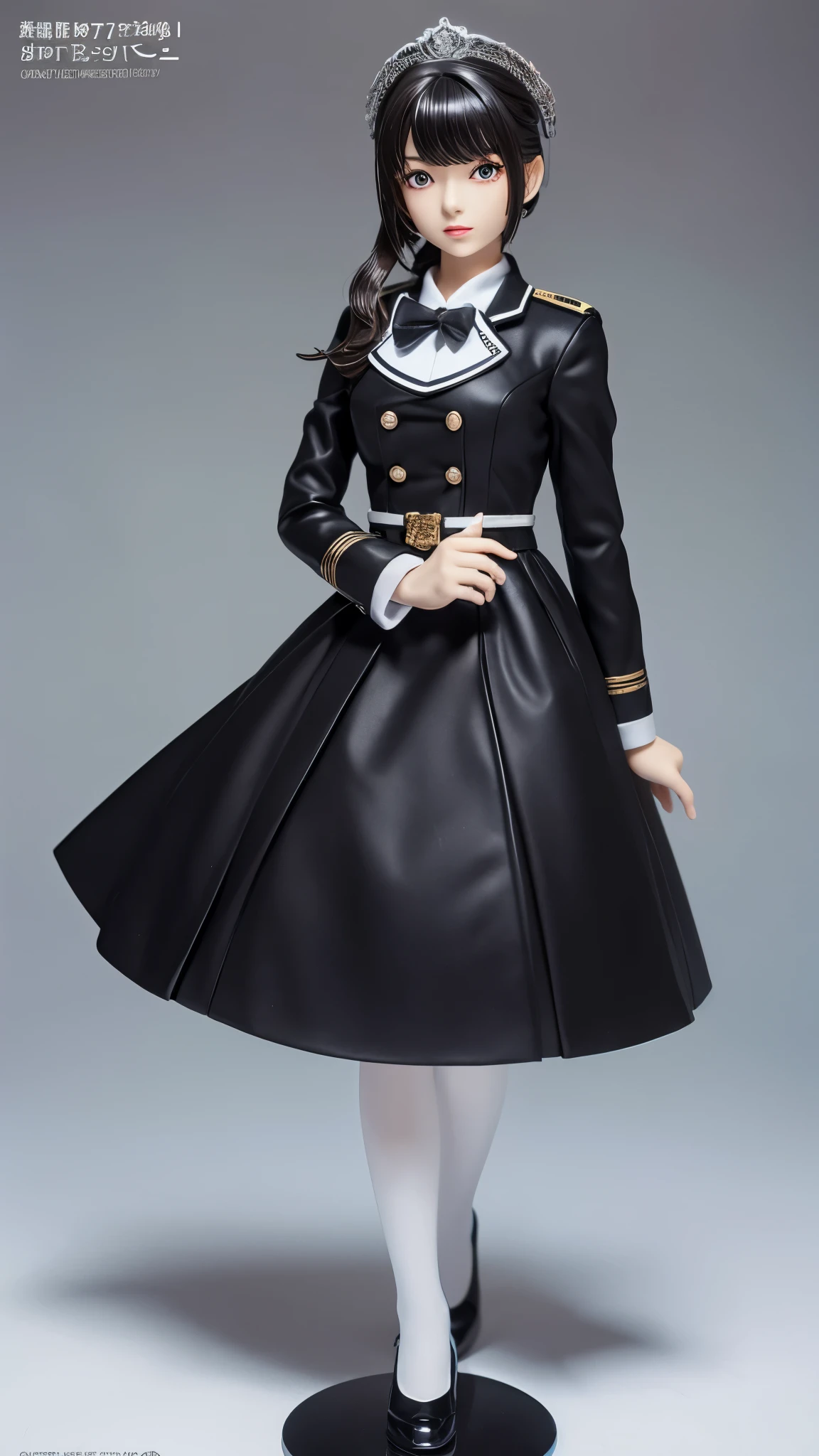8620 (maitetsu),8620 (uniform),masterpiece, highest quality, Super detailed, figure,Black Dress,Have,Recall,:d,White Background,((Eye highlights))