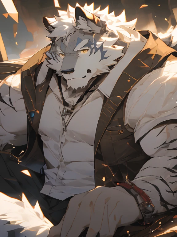 (masterpiece),(Very detailed),(best quality),hairy,,white hair,Golden pupils,(((Wolf))),((Wear casual clothing)),((Convex)),(Jump to camera 1.4),8K,((high quality)),Strong body,(White hair on the chest and abdomen),Black stripes on the body,裤裆下面有Convex起,Wear casual clothing,There are white hairs and black stripes all over the body