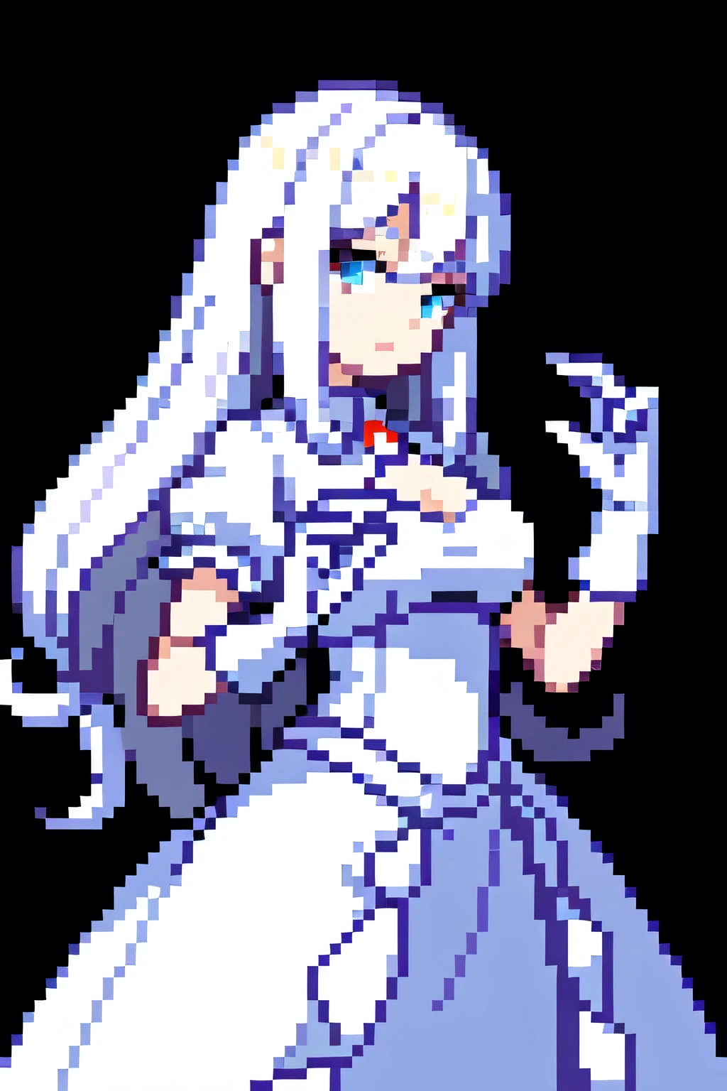 Thick outline, comics, Reality, Perfect hands, masterpiece:1.2, 1 Girl,Busset_Mario, long hair, white hair, White long skirt, ballroom dress, White gloves, Small Breasts, Detailed background, Delicate face, delicate eyes, 1 Girl, looking at the audience, Solitary, fish_dance, (masterpiece, best quality, high quality, High resolution, Extremely detailed),Three perspectives