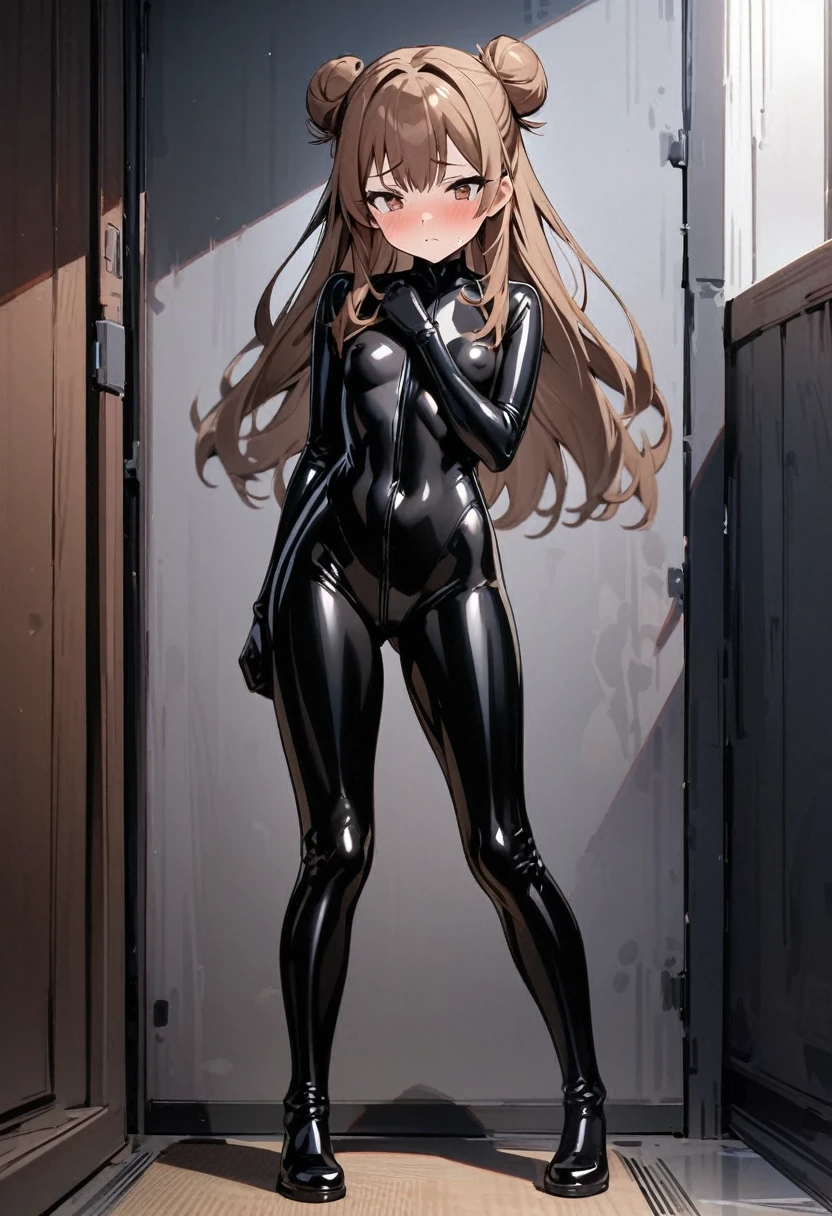1 girl,NSFW,Kotori Minami,(lovelive),clavicle, absurd, brainwashing,Combatant, empty eyes,((purple glowing eyes 1.5)), huge breasts , No expression, emotions removed,(black latex tight bodysuit),look away , whole body shape, ((stand up, salute)),(highest quality、4k、8K、High resolution、must have:1.2)、Super detailed、(reality、It's realistic、realistic:1.37)、ticker、hyper hd、studio lighting、ultra definition paint、sharp focus、Physically based rendering、extreme details、Professional specifications、vibrancy and color、blurry、sports portrait、landscape、horror style、anime big breasts、SF、photograph、concept artist、five fingers, perfect body, {{{masterpiece}}}, {{{highest quality}}}, {{Super detailed}}, {shape}, {{very delicate and beautiful}},Improved cost performance、all roles、Canon 5D MK4でphotograph、photograph,