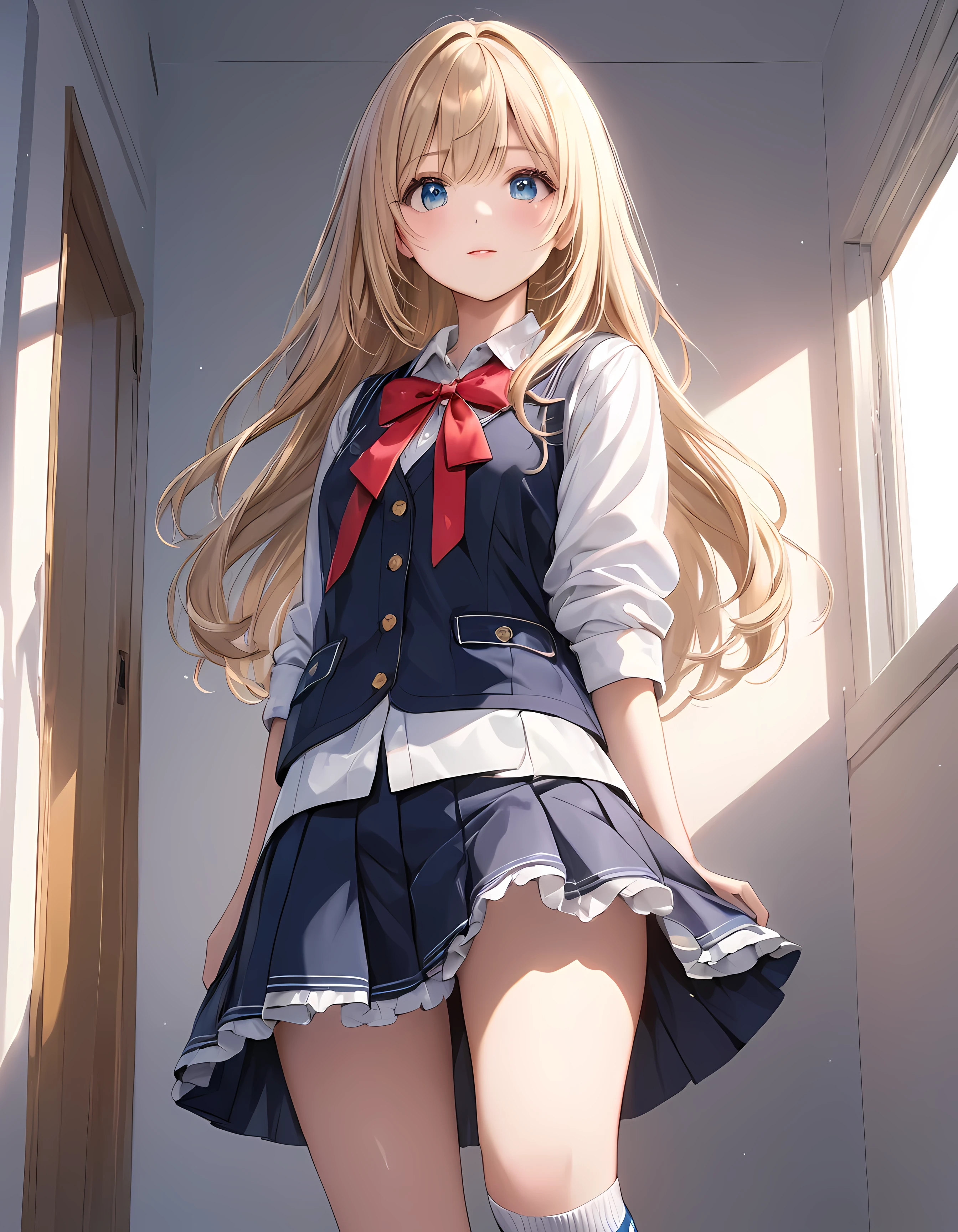 masterpiece,ultra-detailed,best quality,8K,illustration,cute face,clean skin ,shiny hair,girl,ultra-detailed-eyes,,skirt,sock