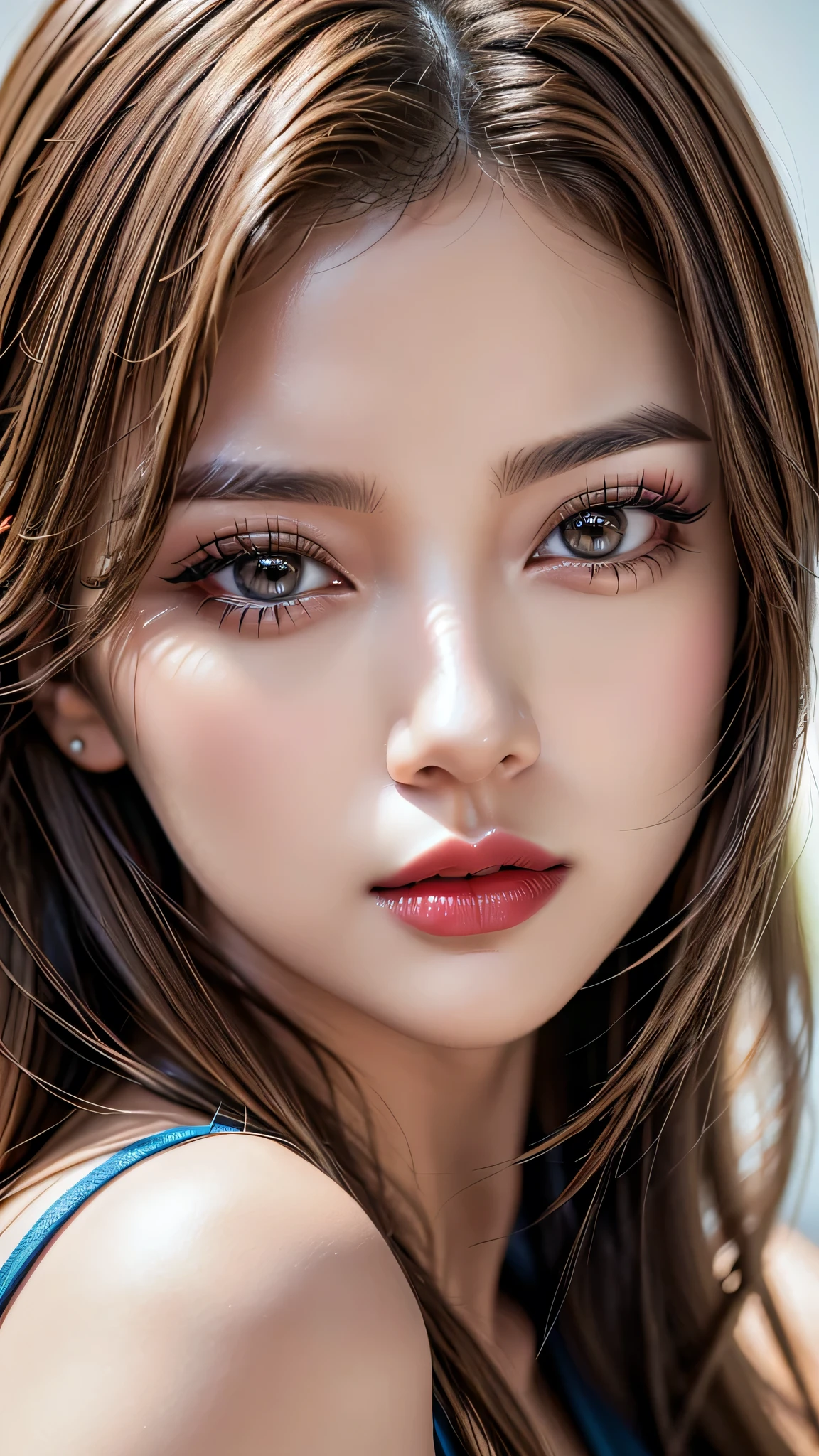 Realism, Realistic, ((ultra  realistic details:  velvety skin, blonde short slicked to the side hair,  symmetrical lips, light glossy red_lipstick, long blue_eyelashes, pupils, BREAK ((brown_eyes:1.25))), anatomicallycorrect, perfect proportions), BREAK Hyper-Photorealistic ((portrait)) a cute 1model:1.4 24yo, dslr, best high quality soft lighting, sharp focus captured by Fujifilm XT3, f 5.6, in a dramatic lighting, l (perfect composition), ((pale skin)), ((dry skin)), 