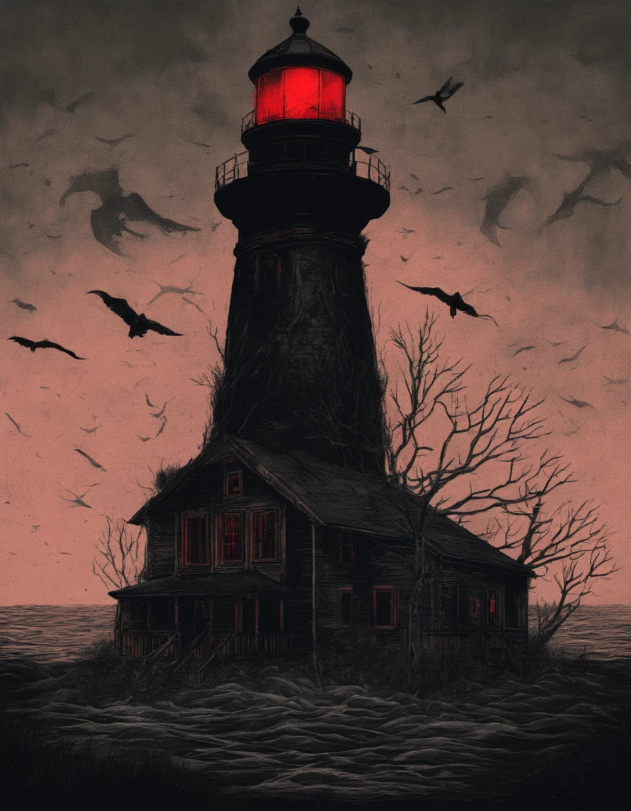 The lighthouse witch red light
